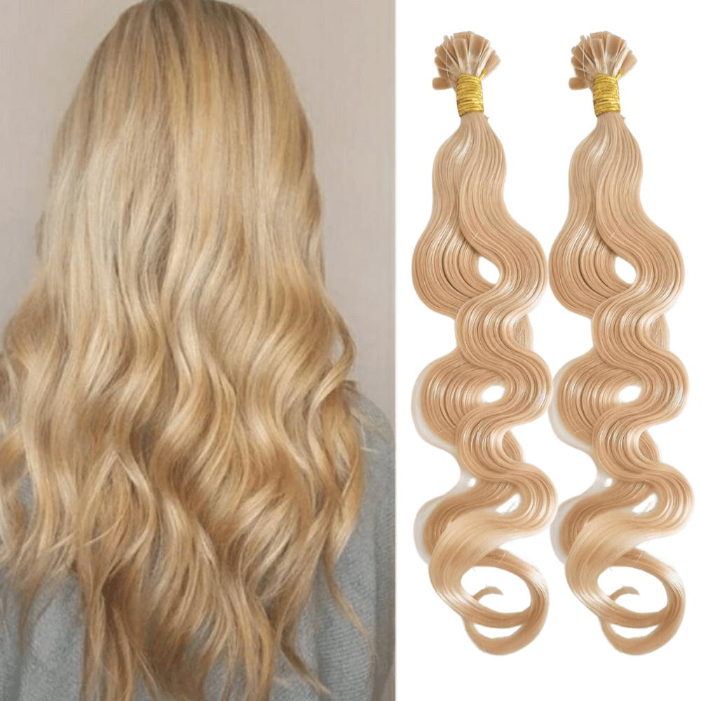 extensão queratina loira com ondas